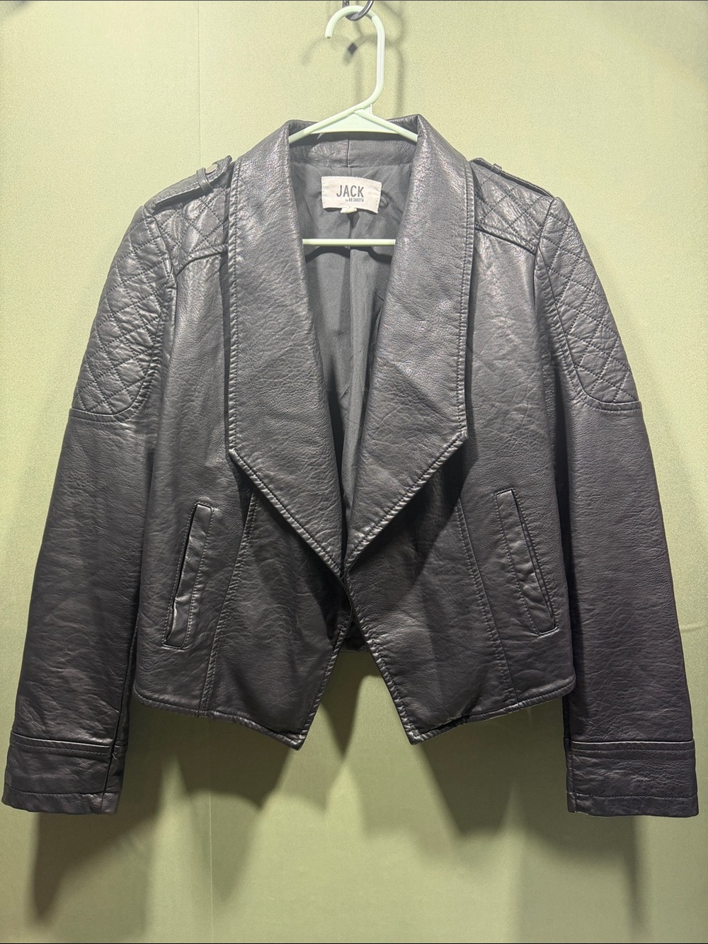 Jack by BB Dakota Cropped Leather Jacket Womens S Charcoal Like New Biker Moto